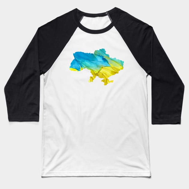 Watercolor Ukranian Map Baseball T-Shirt by HetmanArt
